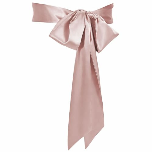 VONMELLI Cintura Donna Da Sposa Matrimonio Cinture in Raso Elegante per Abito Da Sera, Lunga in Vita per Occasioni Speciali 9.5 CM Larghezza Rosa