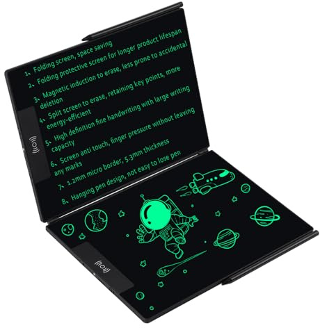 EMEBAY Tablette d'écriture Écran Pliant LCD 14.3, Bloc-Notes numérique Ultra Mince pour Enfants et Adultes, Bloc-Notes effaçable pour Tablette, rédaction, Dessin, Laisser Un Message
