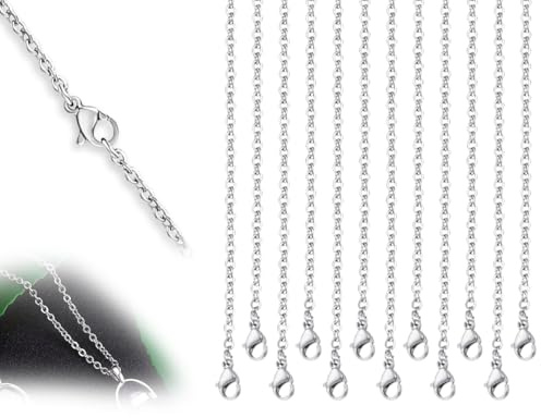 AOYEGIC 12 st halsband, förlängningskedja för kvinnor, länkkedja, maskkedjor, ormkedja, länkkedja med hummerlås, ingen hängande kedja (silver, 45 cm)