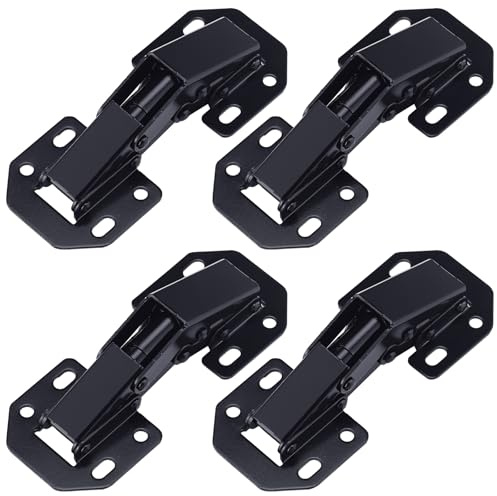 CraftyDream 10 Hidden Hinges for Cabinet Doors Frameless Concealed Kitchen Cabinet Hinges 110 Degree Surface Mount No Pre-drilled Heavy Duty for Kitchen Cupboard Door (Hidden C,Black)