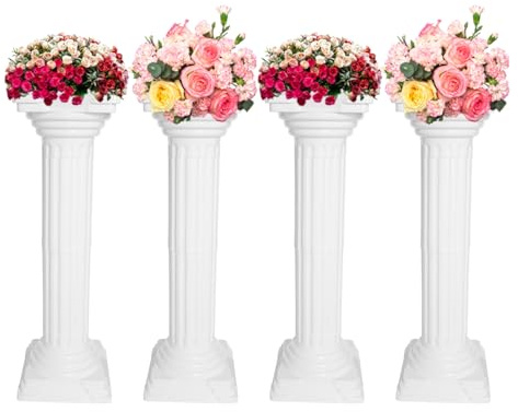 BYGOVICE 4PCS Roman Columns Set, Columns and Pillars, Wedding Pillars, Party Elegant Decorative Column for Wedding Party Event Decor, 10.83 x 10.83 x 33.86in