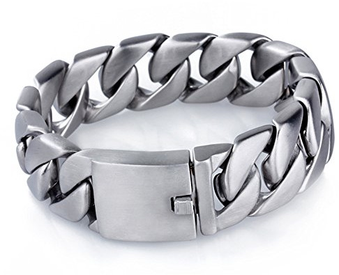 Smycken herrborste rostfritt ål stort tungt trottoarkant länk kedja armband silver cyklist 20mm 8,66 tum