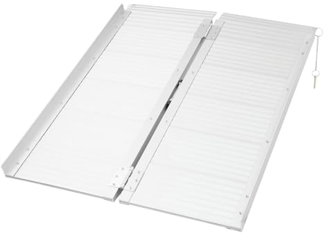 Rampa per sedia a rotelle, 3 m, colore argento, pieghevole, per sedie a rotelle fino a 300 kg, rampa portatile in alluminio, antiscivolo, per scale, gradini, porte, ingressi