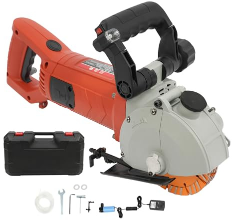 Deinungen Wall Chaser with Water Pump Dust Extractor,5000W Electric Grooving Machine Channels Cutter, Adjustable Cutting Depth & Width for Brick Marble and Floors