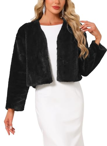 WOMLAYOUT Bolero Formal Mujer Peludo Esponjoso con Vestidos Noche Cocktail Novia Boda Cárdigan Elegante Chaqueta Piel Sintetica