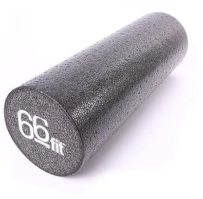 66fit Black Foam Roller 15x45cm - Firm Physio Pilates Yoga Trigger Point Massage Therapy