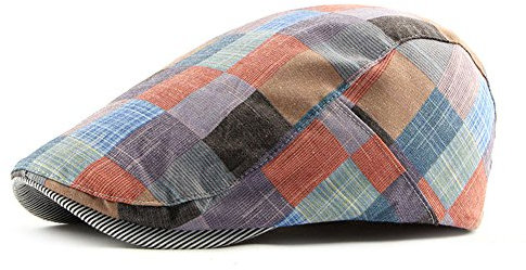 Anshili Schirmmützen, Unisex Kariertes MusterSchiebermütze Kapppe (Rot)