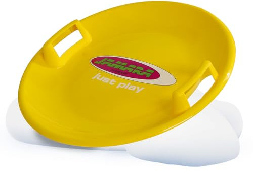 JAMARA 460370 460370-Snow Play Rutschteller 60cm-Haltegriffe an beiden Seiten, langlebiger, robuster Kunststoffkörper, Leichtgewicht mit nur 555 g, gelb