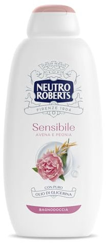 Neutro Roberts Bagnoschiuma Corpo Sensibile con Avena e Peonia, Ideale Per Pelli Sensibili, Ingredienti di Origine Naturale, Senza Sapone, Dermatologicamente Testato, Flacone da 600 ml