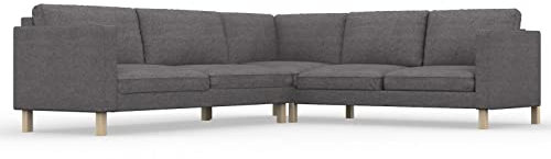 COMFORTLY Soffskydd ersättning handgjord kompatibel med KARLSTAD hörnsoffa 3 + 2 + 2 + 3 (brun – mörkgrå)