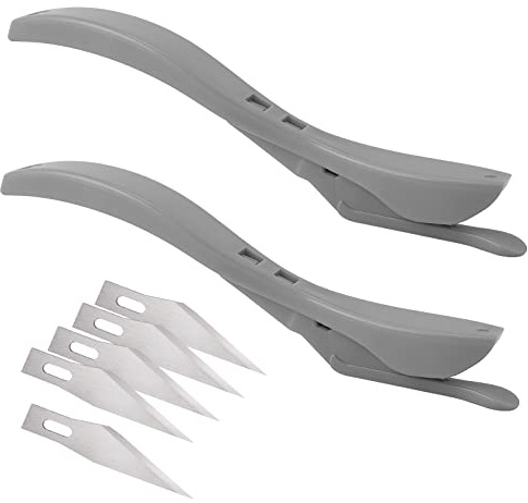 EHDIS 2 stycken presentpappersskärare med 5 reservblad, säkerhetskniv, pappersknivar, för papper, folier, wrapping, grå
