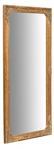 Biscottini specchio da parete bagno e camera 37x84x5 cm | Specchio ingresso da parete con ganci | Specchio oro