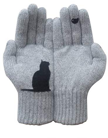 Dames et gants d'automne en plein air gants d'impression chauds pour chats d'hiver gants de laine Gants De Ski Rossignol Enfant