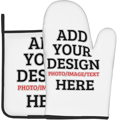 Gants de four personnalisés Ensembles de gants de four et de maniques personnalisés Cadeaux de cuisine personnalisés Ajoutez votre texte d'image pour un ami, la famille en cadeau 1 gants de four + 1 m