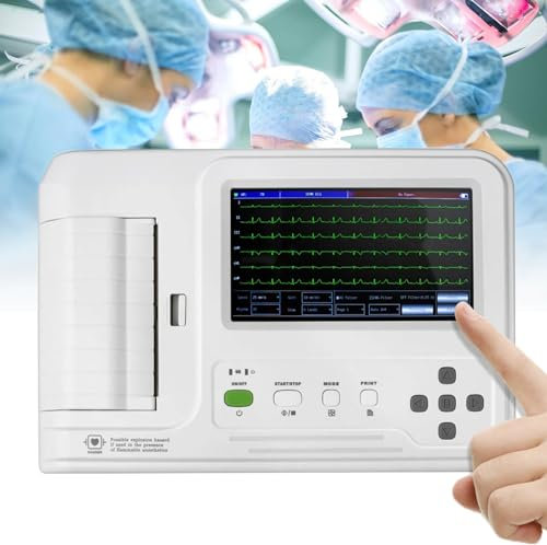 PTATT Portable 7 Inch Digital Touch Screen Equipment 6 Channel 12 Leads ECG Machine Digital Equipment with Software
