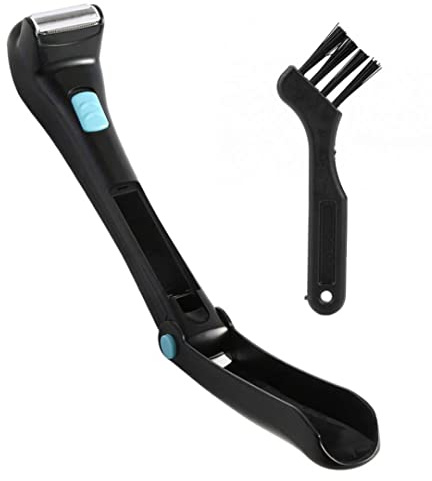SMELEYOU Men's DIY Back Hair Razor, Electric Body Groomer, Foldable Handle, Black, Battery Operated (Alkaline), Foil Head, Minimalist Style, Dark Color Family
