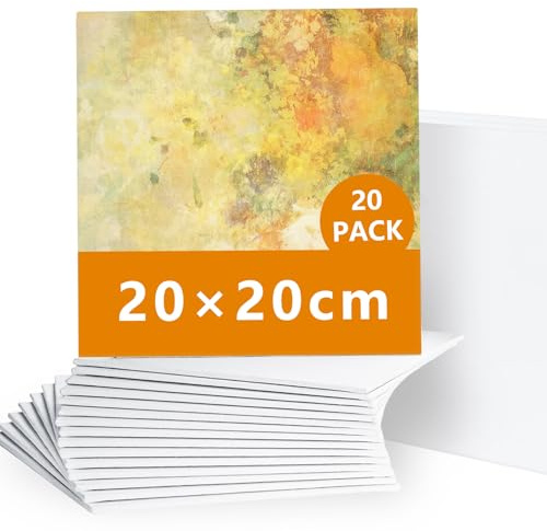 20 Packs Canvas for Painting Blank Canvas Panels Board 20 x 20 cm(8 x 8) canvases Painting Artist Boards Acid-Free for Acrylic, Oil,Art Painting Panel