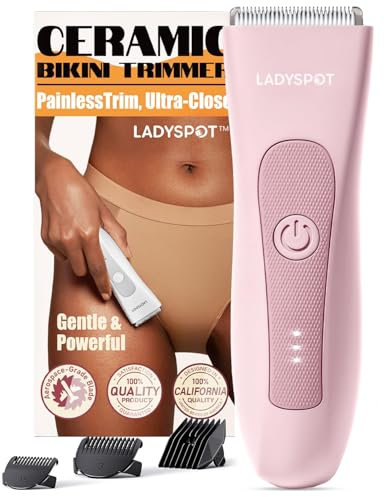 Rasoir Electrique Femme, Tondeuse Femme Intime avec 3 Têtes de Protection et de Lame en Céramique Remplaçables, Tondeuse Bikini pour Bras, Jambes, Aisselles