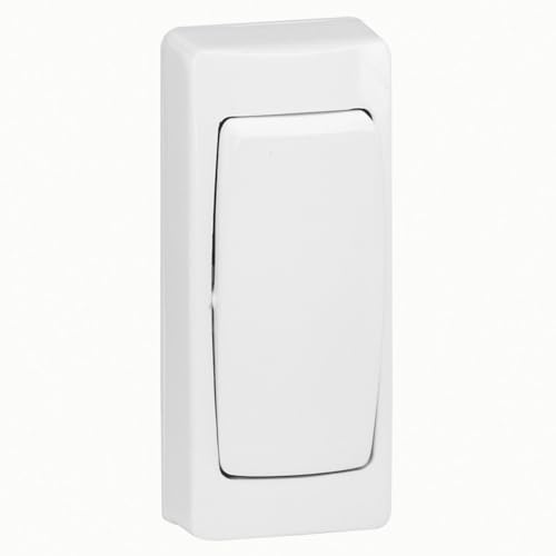 Legrand 086084E Interruptor conmutador superficie pulsador Estrecho, 2300 W, 230 V, 10 A, Blanco