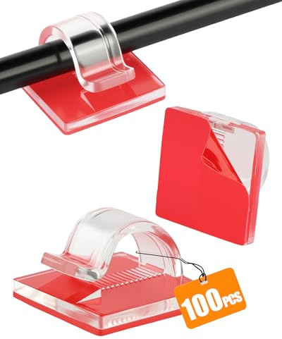 Acual Sujeta Cables Adhesivo 100PCS(50 Grandes+50 Pequeñas),Soporte para Cables Autoadhesivos,Clips de Cable Transparente,Grapas Adhesivas para Cables,Pared,Escritorio,Hogar y Decoración de Año Nuevo