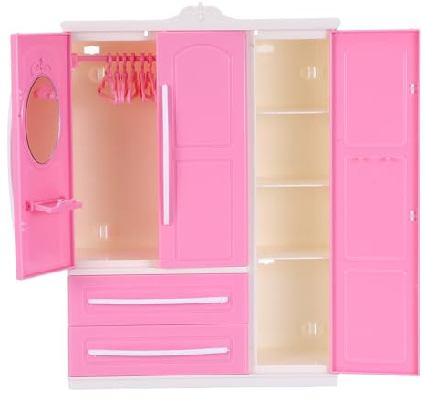 Gatuida Mini armadio per casa delle bambole con 20 grucce, grazioso organizer per abiti in miniatura, armadio per riporre i vestiti delle bambole per la casa dei giocattoli bambine