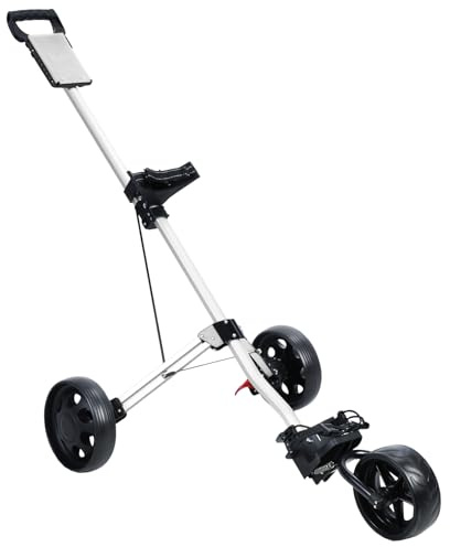 VioroKew Golf Push Cart 3 Wheel Golf Bag Cart,Folding Golfs Pull Cart with Foot Brake Mechanism, Compact Push Carts Easy to Fold Golfs Trolley, Boy Caddy Pushs Carts for All-Terrain, Black