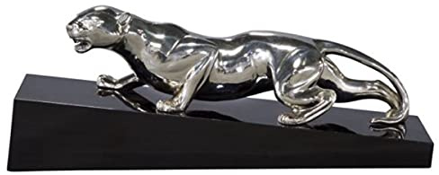 lyxig bronsfigur gepard silver/svart 56 x 28 x H. 15 cm - Bronsskulptur - Dekorationsfigur - Lyxdekoration Tillbehör