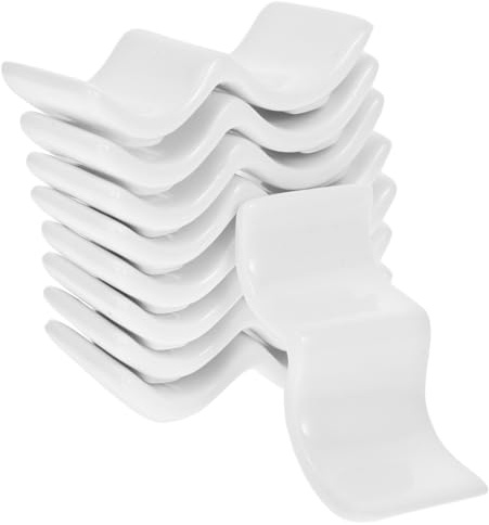 GANAZONO Poggia Posate da Tavola in Ceramica Bianca 10 Pezzi, Porta Cucchiaio e Forchetta Resistente per Casa e Party, Supporto per Bacchette Elegante e Funzionale