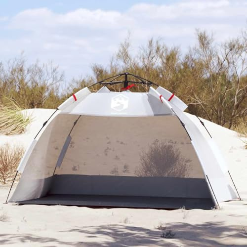 Kaloriko Tente de plage pour 2 personnes grise imperméable avec système de libération rapide, tente de lancement ultra légère avec barres de traction, sac de transport inclus, coupe-vent et respirante