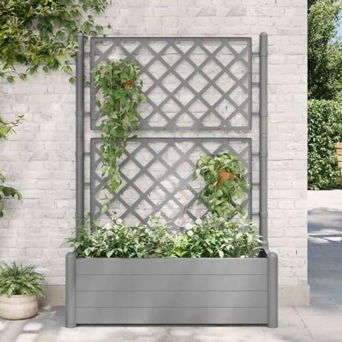 Yunovire Stor trädgårdsburk med spaljé 100 x 43 x 142 cm Weatherproof PP planterare behållare för utomhus balkong uteplats blomma örter suckulenter orkidé bonsai med dräneringsfat och montering