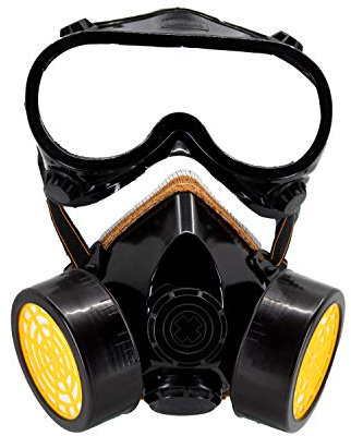 TRIXES Masque à gaz respiratoire avec Googles - Accessoire de déguisement - Tenue de cosplay d'Halloween pour ouvrier du bâtiment et scientifique industriel - Taille adulte