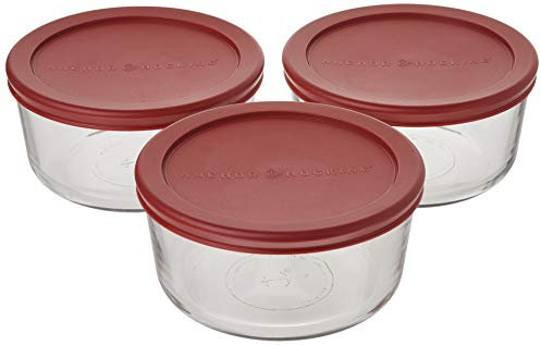 Anchor Hocking 4 Cup Food Storage Containers with Red Lids