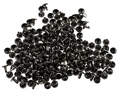 Micro Trader 100pcs 80.31inch Silver Double Cap Tubular Rivets Metal Tool Set Leather Crafts Stud