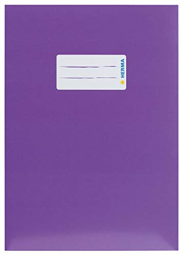 HERMA 19770 - Copertina per quaderni, formato A5, in cartone viola, con etichetta in carta robusta e extra resistente, copertina per quaderni scolastici, colorata