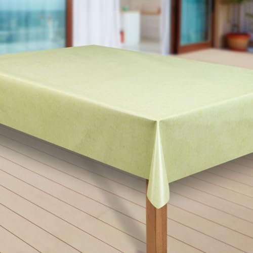 laro Wachstuch-Tischdecke Abwaschbar Garten-Tischdecke Wachstischdecke PVC Plastik-Tischdecken Eckig Meterware Wasserabweisend Abwischbar, Muster:Uni grün meliert, Größe:80x80 cm