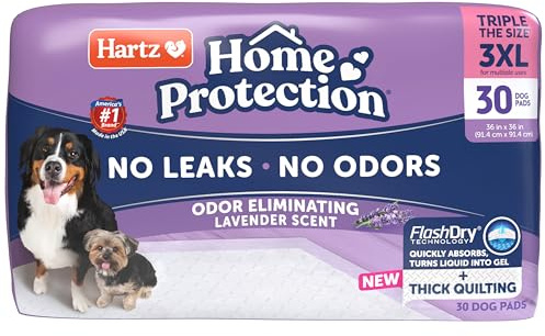 Hartz Home Protection Super Absorbent Odor Eliminating Lavender Scented No Leak Dog Pads, 3XL 30 Count