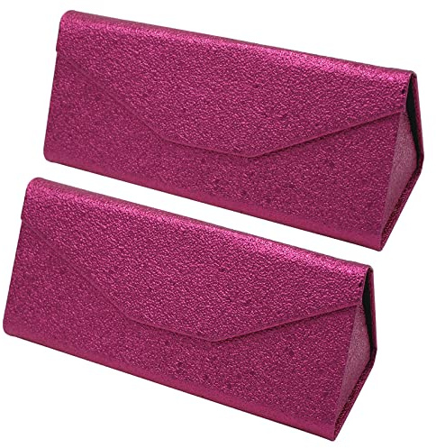 TBOC Étui Pliable Lunettes de Soleil - [Pack: 2 Unités] Boîte [Fuchsia Brillant] Rigide [Triangulaire][Fermeture Magnétique] Doublure Intérieur Lunettes Soleil Vue Lecture Femme Homme Mode