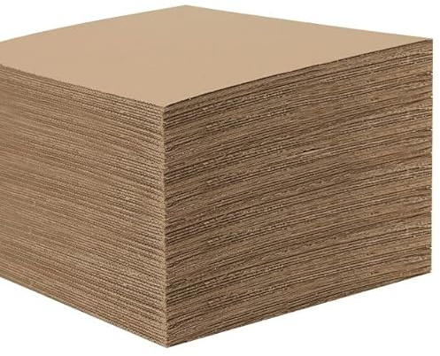 MUKLEI 60 Pack 11.8 x 11.8 Inch Corrugated Cardboard Sheets, 1/8(3mm) Thick Corrugated Cardboard Filler Inserts Flat Kraft Cardboard Sheets for Shipping, Mailing, Crafts