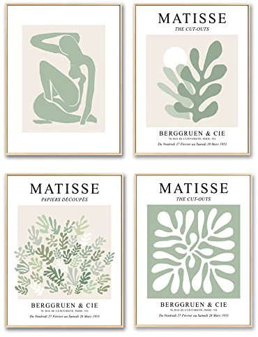 WINDVALE Sage Green Wall Art Prints, 11x14 Matisse-Inspired Posters for Teen Girls Room, Aesthetic Dorm and Bedroom Decor, Unframed Art Prints for Girls Room, Apartment, and Room Decor Aesthetic