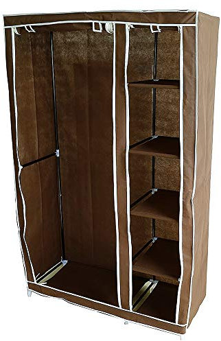 LANTUS XL Kleiderschrank Stoff Regal,Garderobenschrank,Campingschrank Stoffkleiderschrank mit Kleiderstange,Garderobe,DIY Innenraum Stoffkleiderschrank Vlies,110 * 45 * 178cm-Braun