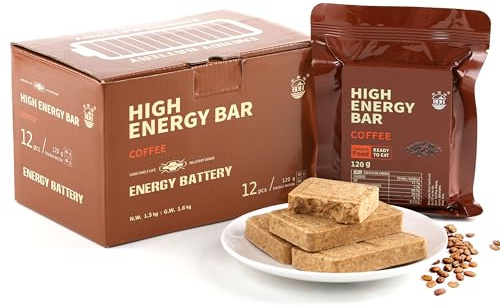 Emergency Food Ration Bars -12 Count Coffee Flavor Compressed Biscuit Survival Tabs, Food Rations Supply for Outdoor Camping Hiking Snowstorm Earthquake Disaster, 20 years Shelf Life