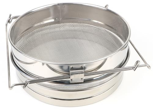 HMWOKPOT Doppelsieb-Mesh-Fliter-Imkereiausrüstungswerkzeuge Honigsieb Aus Edelstahl Doppelter Bienensieb-Honig-Trümmersieb