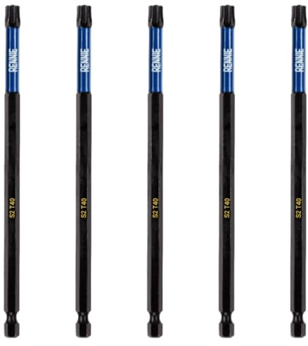 Rennie Tools T40 TX40 Schlagschrauber-Bit-Set, 150 mm lang, strapazierfähig, magnetisch, Torx-Schraubendreher-Bit-Set, schwarz oxidbeschichtete Torx-Schlagschrauber-Bits, Torx-Bit-Set, 5 Stück