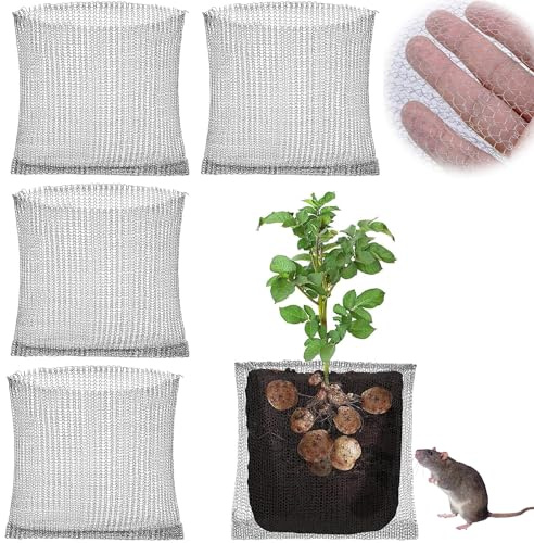 Cesta De Protección De Raíces De Plantas 4pcs Protección de Raíces 45x40cm Protección de Raíces de Acero Inoxidable Segura Cestas de Alambre Gopher para Plantas Verduras Bayas Flores