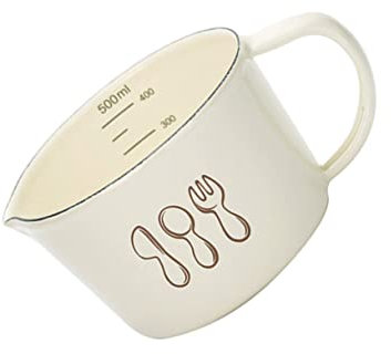 OUNONA 1stk Graduierter Messbecher Kaffeetassen Aus Keramik Camping-emailbecher Emailbecher Mit Henkel Espresso-kaffeetasse Hafercreme Backzubehör Kind Weiß Emaille Klein