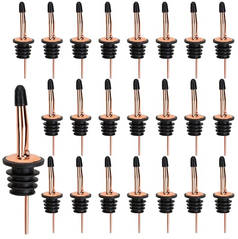 WENLISELL Confezione da 24 versatori per bottiglie per liquori, in acciaio inox, con tappo in gomma, versatori veloci per ristoranti, bar, club, casa