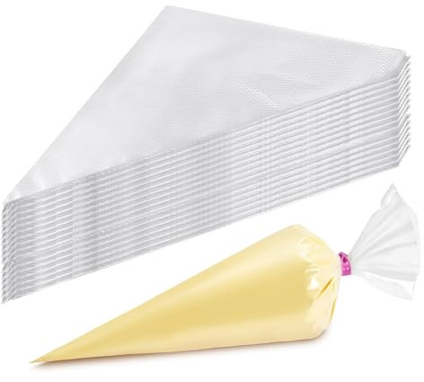 100Pcs Icing Piping Bags, Large Disposable Pastry Bag, Tear-Proof Icing Bags for Frosting, BPA Free Perfect for Cake Cupcake Dessert Cookies Decorating Royal Frosting (20x31cm, Clear)