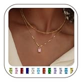FIOROYAL 14K Gold Plated Birthstone Necklace for Women Girls 10M