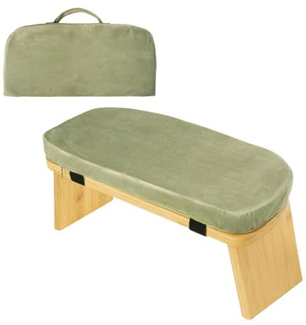 Oshhni Meditationsbank, Meditationshocker, stabil, tragbar, für Männer und Frauen, bequemes Sitzen zu Hause für ausgedehntes Üben, kniender Hocker, GrÜn