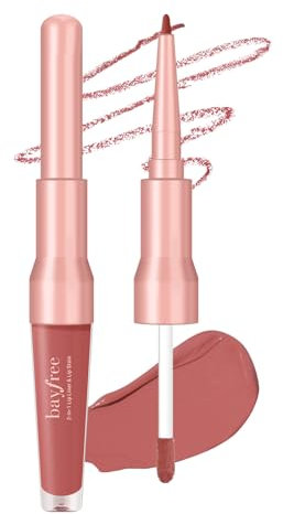 bayfree 2-IN-1 Lip Liner and Lip Stain, High Pigmented Long Lasting Velvet Lip Tint, Well-Defined Lipliner, Weightless Waterproof Not Animal Tested, Matte Finish Makeup